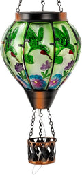 Starsoul Hummingbird Hot Air Balloon Solar Lantern with Candle Holder Glass Outdoor Solar Hot Air Balloon Flickering Flame for Lawn Porch Yard Decorations Gifts for Women Mom Grandma