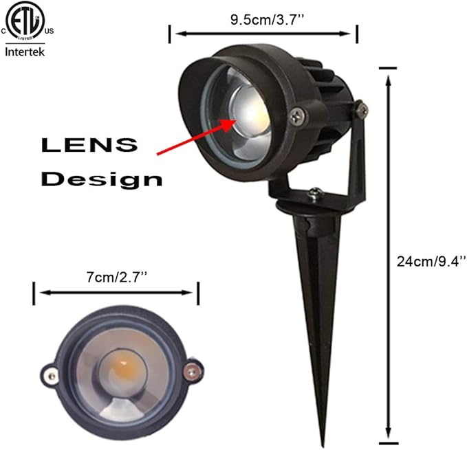 8Pack 5W Low Voltage Landscape Lights with Connectors Outdoor Lighting 24V AC/DC Focusing Lens LED Landscape Spotlights600LM Warm White Waterproof Outdoor Garden Yard Lights