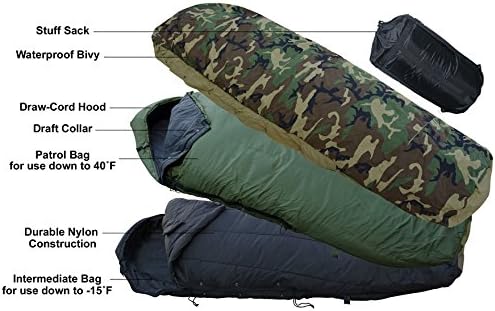 MidwayUSA Military Style 4-Piece ECWS -15 Degree Sleeping Bag System