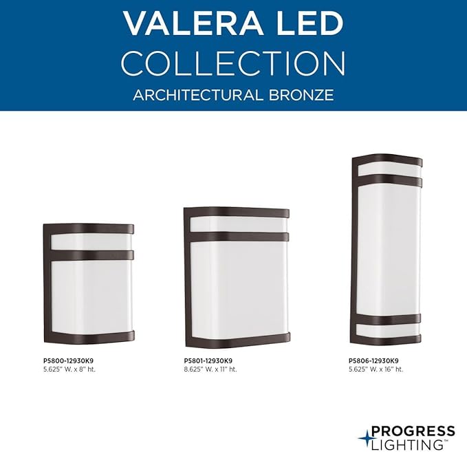 Progress Lighting Valera LED Collection 1-Light Matte White Acrylic Shade Modern Outdoor Small Wall Lantern Light Architectural Bronze