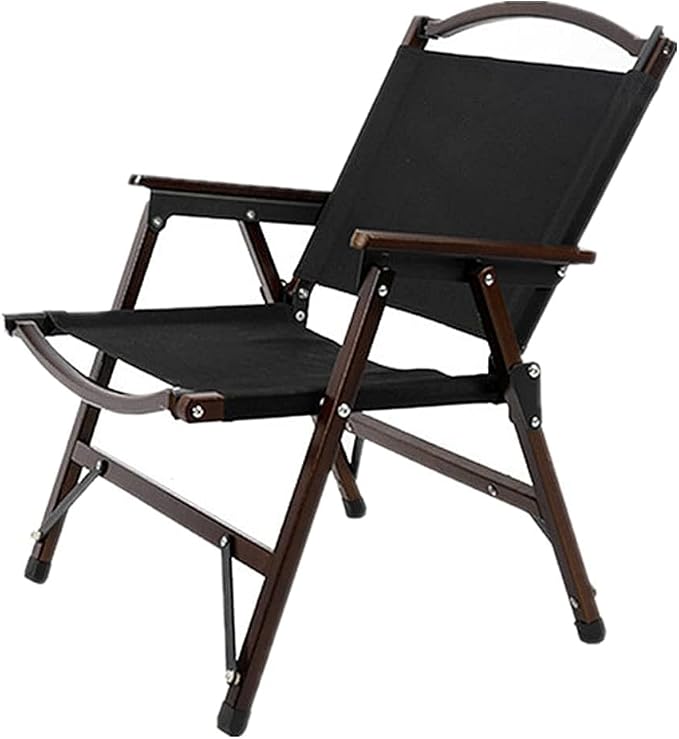 UNISTRENGH Wooden Folding Camping Chair Portable Beech Wood Outdoor Backrest Chair for Road Trip Fishing Beach Patio and Backyard (Black/Walnut Color)