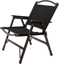 UNISTRENGH Wooden Folding Camping Chair Portable Beech Wood Outdoor Backrest Chair for Road Trip Fishing Beach Patio and Backyard (Black/Walnut Color)