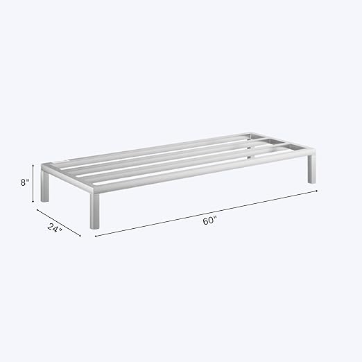 60'' x 24'' x 8'' Aluminum Welded NSF Certified Dunnage Rack - 1850 lb. Capacity for Restaurant Storage Warehouse Garage