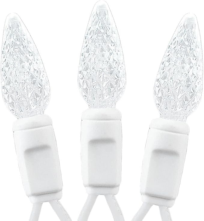 Novelty Lights 24FT 70 LED C6 Christmas String Lights Outdoor Commercial Grade Tree Decorations Permanent LED String Lights (Pure White)