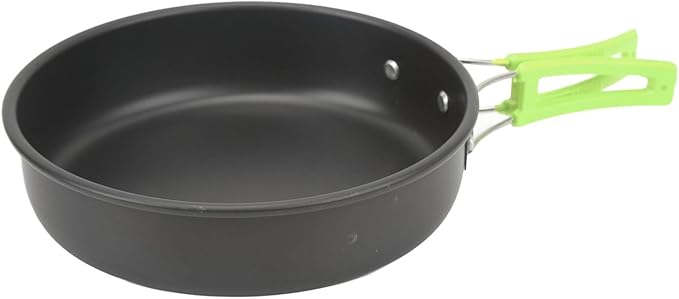 Camping Cookware Mess Kit Portable Cooking Set Hard Anodized Aluminum Lightweight Black - Non Stick Folding Utensils Ideal for Backpacking and Outdoor Cooking