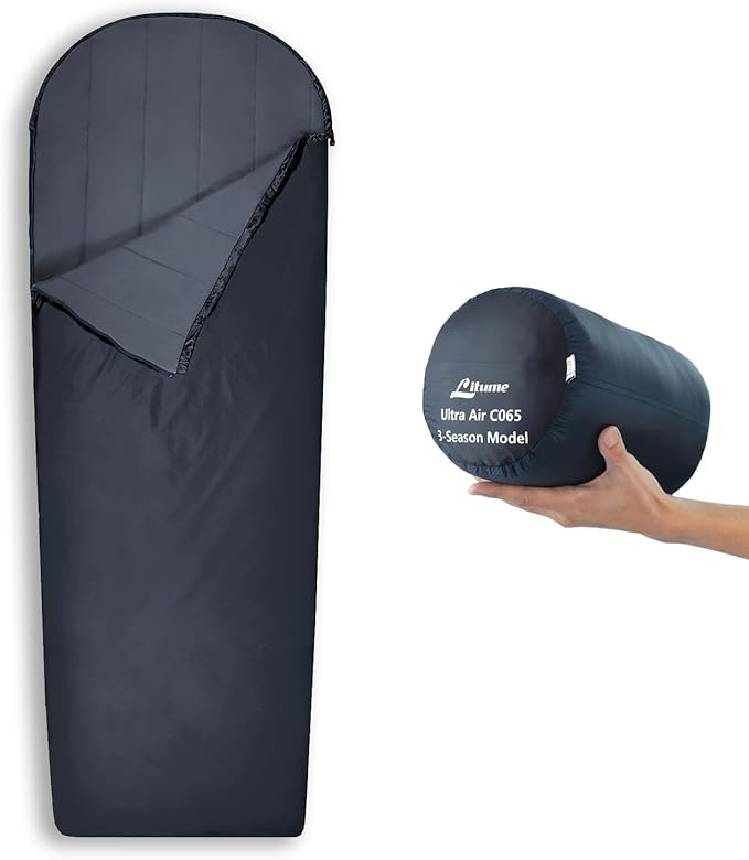 Litume Compact Velvet Lined Sleeping Bag Lightweight Three Season Sleeping Bag Water Repelling Sack for Warm and Cold Weather Comfortable Backpacking Hiking Camping Traveling