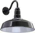 Steel Lighting Co. Gardena Barn Light | Outdoor Wall Mounted | 16 Dome | 11 Gooseneck | Farmhouse Light Made in America | Black Exterior/White Interior