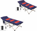 Nice C Heated Cot with Cushion Heated Camping Cots Folding Cots with Mattress for Adults with Pillow Carry Bag &amp Storage Pocket Extra Wide Sturdy Holds Up to 500 Lbs (2 Heated Mattress Navy
