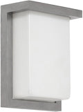 Hamilton Hills 8 Inch Silver Squared Flush Mount Outdoor Light Fixture | Modern Front Door Exterior Light 3000K Frosted Lens Wall Sconce | Outside LED Porch Lights with Brushed Nickel Finish