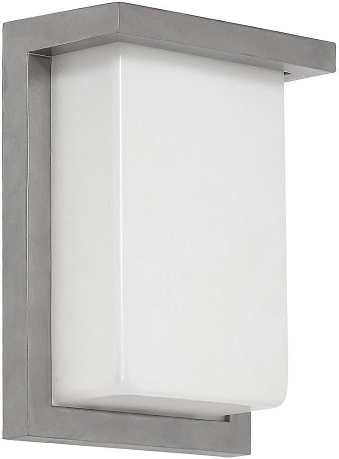 Hamilton Hills 8 Inch Silver Squared Flush Mount Outdoor Light Fixture | Modern Front Door Exterior Light 3000K Frosted Lens Wall Sconce | Outside LED Porch Lights with Brushed Nickel Finish
