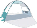 OutdoorMaster Update Beach Tent Sun Shelter with 2 Ventilated Doors UPF50+ Easy Setup Beach Tent Canopy for 3 Person Portable Family Beach Umbrellas for Sand with Carrying Bag - Pale Green