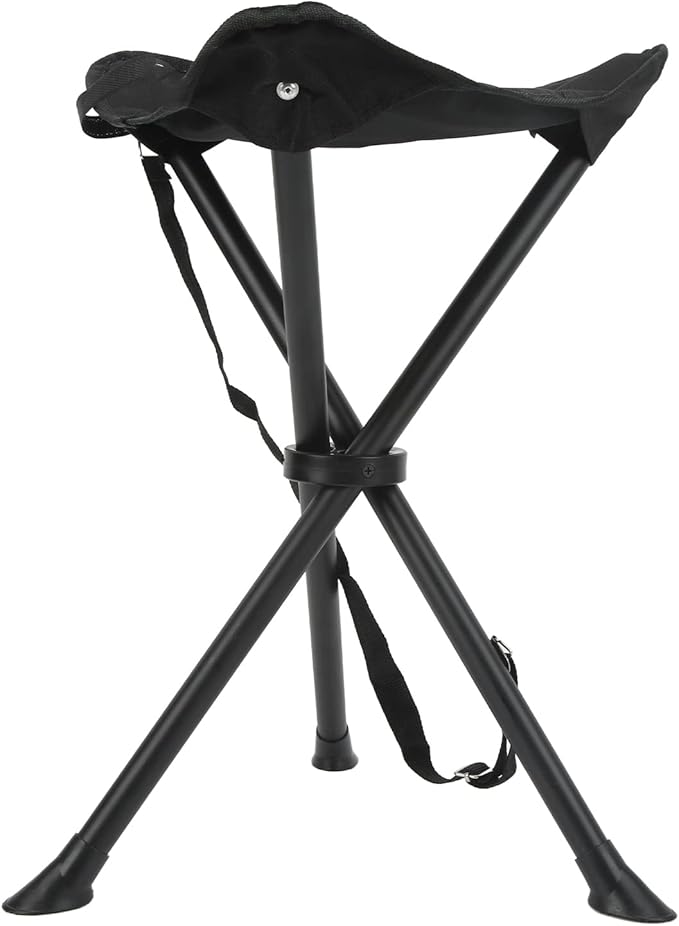 Folding Tripod Stool 200KG Load Bearing Anti Slip Good Stability Portable Foldable Chair for Outdoor Fishing Camping Picnics (Black)