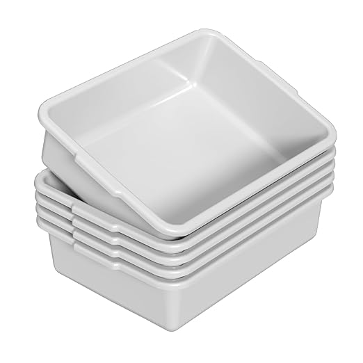 8 L Plastic Bus Tubs Commercial Bus Tub Tote Box Light Gray 5 Packs