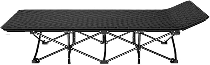Folding Camping Cot Portable Ultralight Camping Bed Outdoor Fishing Assisted Recliner Foldable Single Person Simple Bed Tourism Equipment(66X176 Black1)