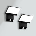 2Pack Wired Motion Sensor Outdoor Lights Fixtures LED 18W Modern Exterior Porch Lights Wall Sconce Light for Patio Doorway Garage Matt Black Square Cool White 6000K