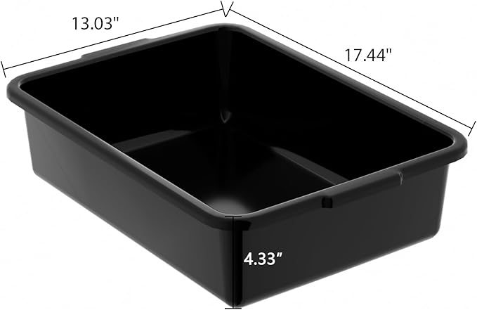 13 L 12-Pack Commercial Bus Boxes Plastic Bus Tubs 17.44 L x 13.03 W Open Top Storage Tote Black