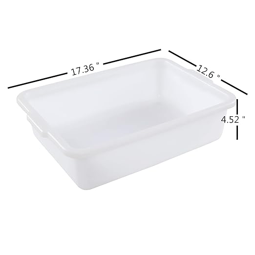 13 Liters Plastic Bus Tray Commercial Wash Basin Bus Tub Set of 4 White
