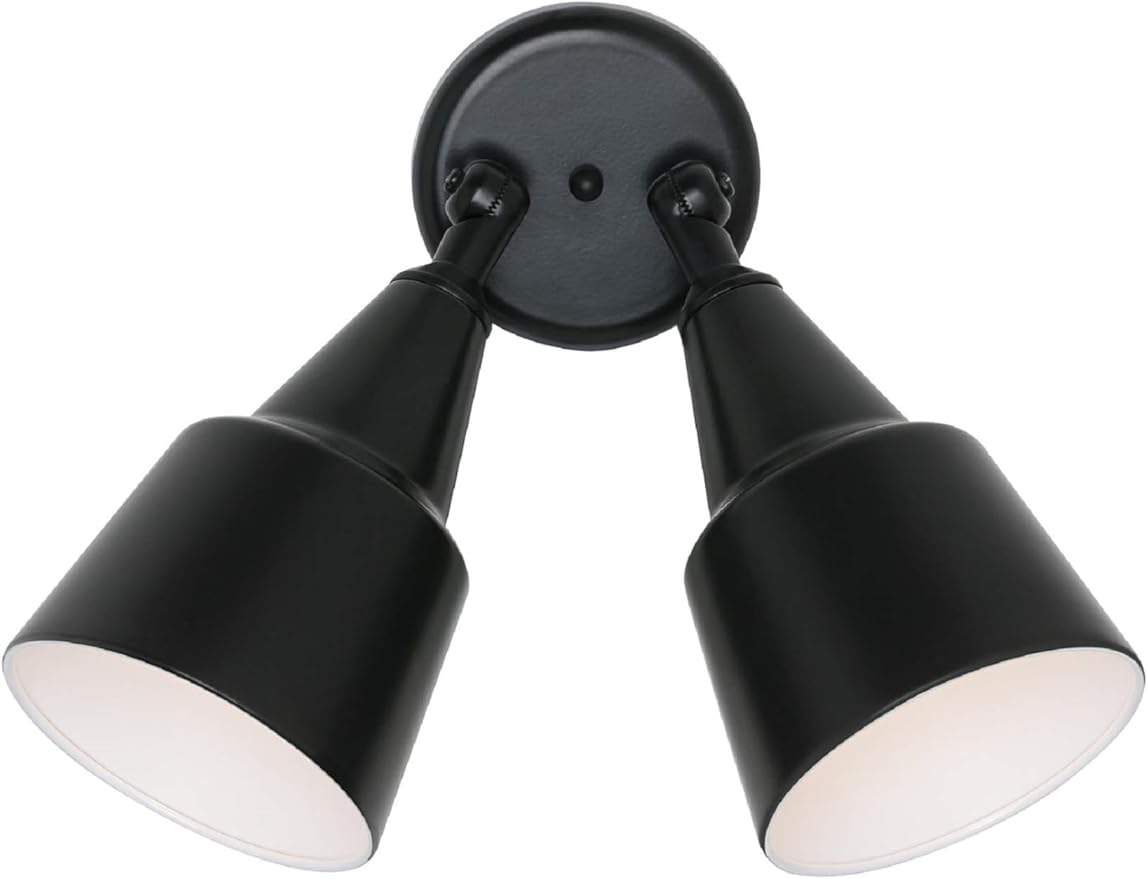 Sea Gull Lighting 8607-12 Two Adjustable Swivel Flood Light Outside Fixture Black Finish