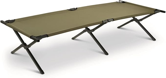 HQ ISSUE Camping Cot for Adults Heavy-Duty Comfortable Military Army Style Portable Folding Sleeping Camp Tent Bed with Carry Bag 225-lb Capacity