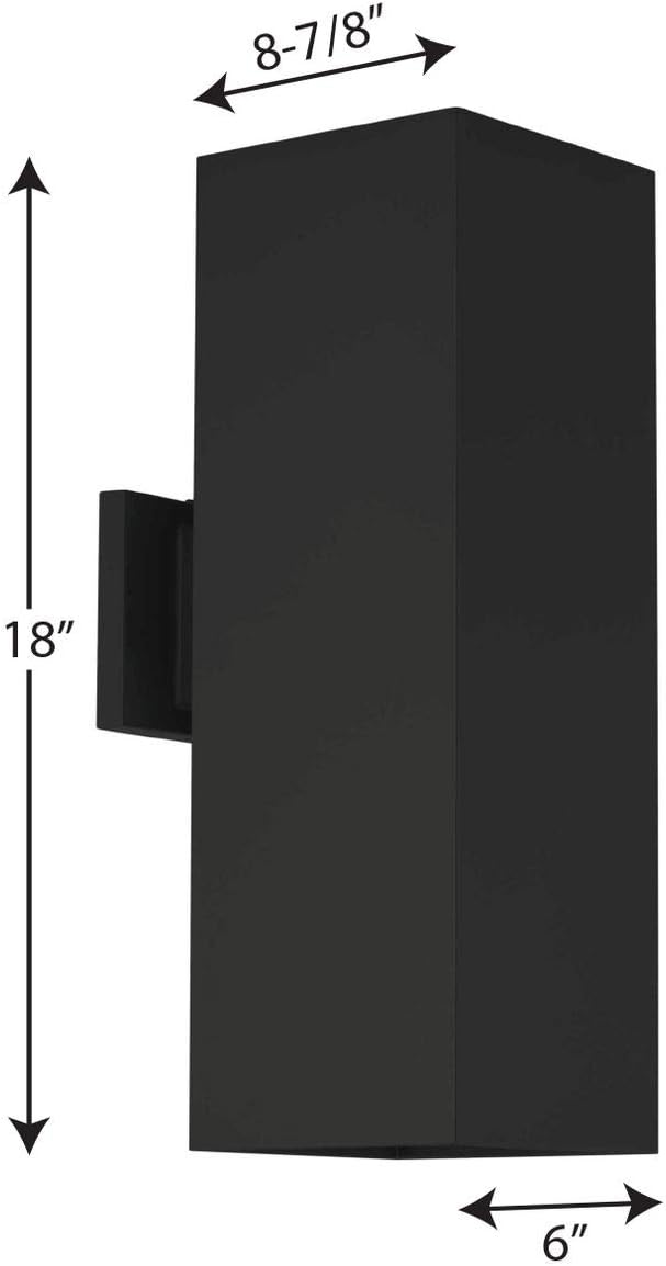 Progress Lighting 6-Inch Aluminum Outdoor Up/Down Wall Lantern Light Square Collection Matte Black P5644-31