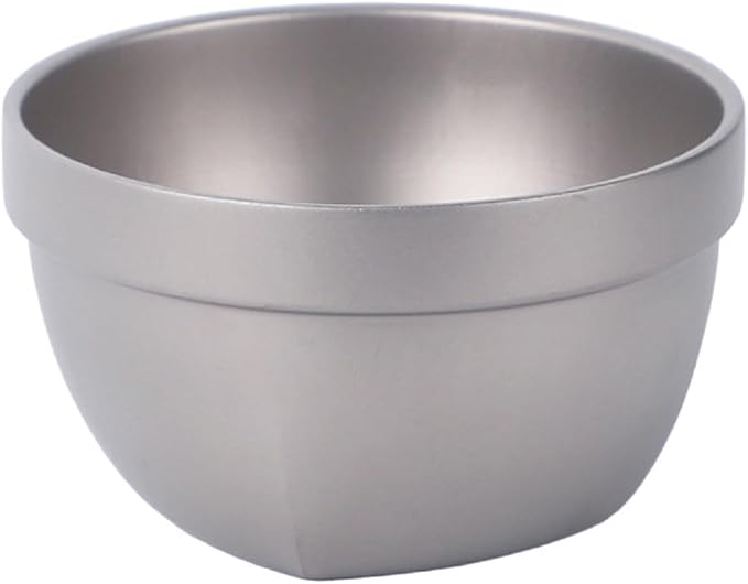 500ml Titanium Double Wall Bowl Ultralight Unbreakable Camping Tableware for Outdoor Hiking Picnic Backpacking Dishwasher Safe (Square Bowl)