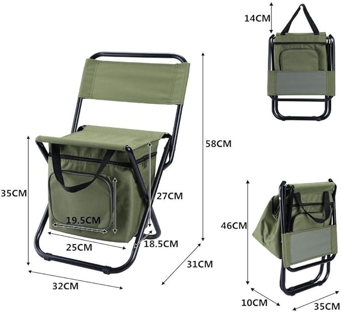 Portable Folding Camping Chair with Cushioned Outdoor Seat Large Capacity Ice Pack and Multifunctional PocketFishing and Camping Outdoor Use Thickened 600D Oxford High-Strength Load-Bearing (2)