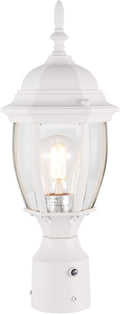 LIT-PaTH Dusk to Dawn Outdoor Post Lighting Fixture Pole Lantern E26 Medium Base Max 60W Aluminum Housing Plus Glass Bulb Not Included (White 1-Pack)