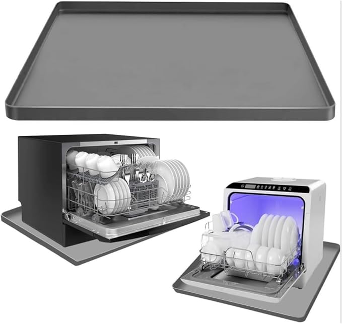 Dishwasher Drain Pan Mat Washing Machine Pan Tray with Raised Edged Portable Nonslip Silicone Under Dishwasher Drip Pan (C)