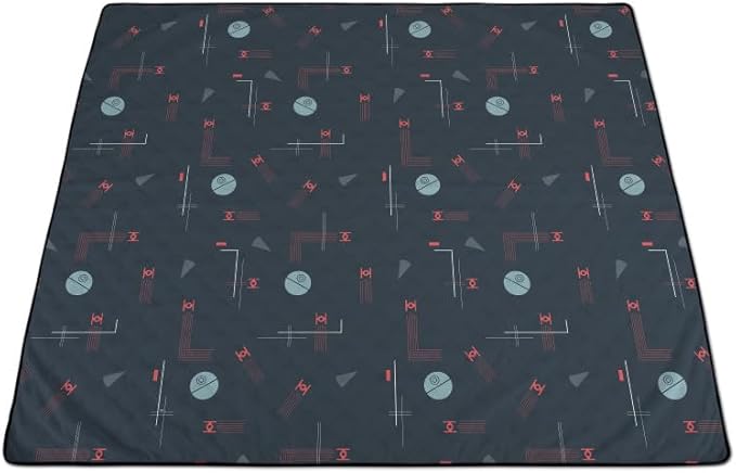Picnic TIME Star Wars Death Star Impresa Picnic Blanket Extra Large Lightweight Fleece Beach and Outdoor Blanket with Drawstring Backpack and Easy Fold Design (Black and White)