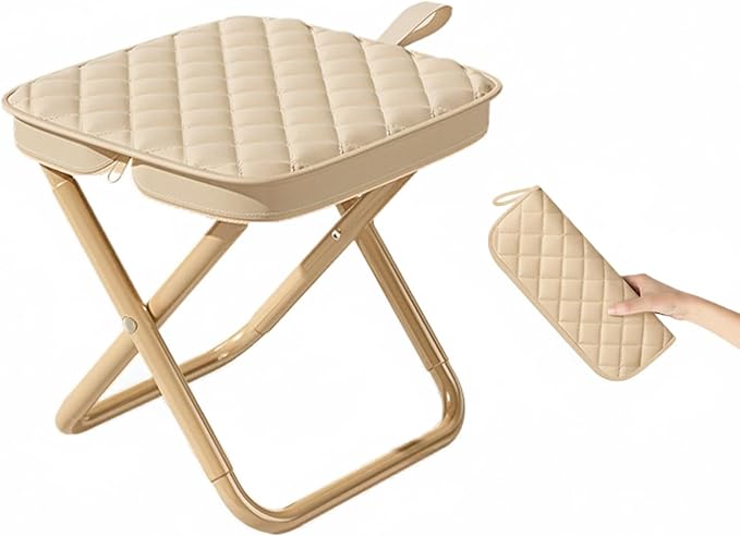 11.8 Pocket Chair Lightweight Travel Stool Portable Camping Chair Thickened Folding Camp Stools 350lbs for Adults Hiking Purse Stool Khaki