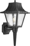 Progress Lighting Mansard Collection 1-Light Clear Beveled Acrylic Shade Traditional Outdoor Large Wall Lantern Light Textured Black