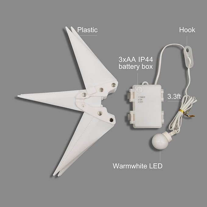 Leejec 13.3 Moravian Star Outdoor Light with Remote Control Christmas Decorations Indoor Hanging Warm White LED Light Battery Operated with Timer Function 3-Pack Tree Ceiling Balcony Decor