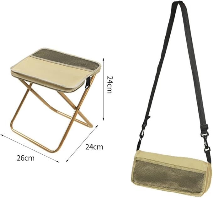 Collapsible Stool Folding Stool For Outdoor Camping Fishing Travel Hiking Oxford Cloth Seat Compact Storage Camping Chair Lightweight For Adults(Khaki S Size)