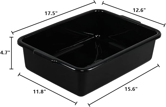 12-Pack Commercial Bus Tubs Bus Box/Tote Box Wash Basin Tub with Handles Black (13 L)