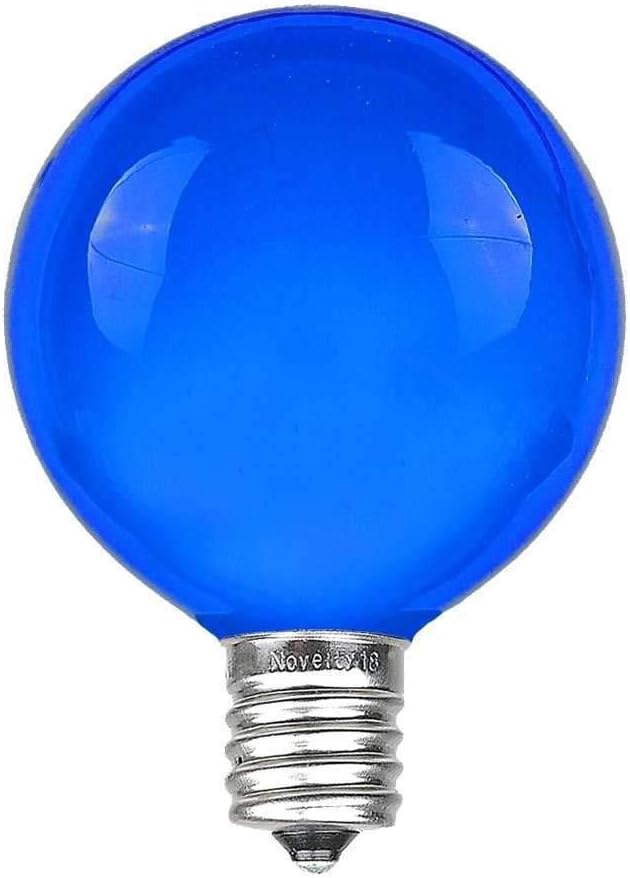 G40 Patio String Lights with 25 Blue Globe Bulbs - Hanging Garden String Lights - Vintage Backyard Patio Lights - Outdoor String Lights - Market Cafe String Lights - Green Wire - 25 Foot