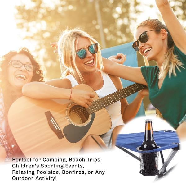 Camp Table - Outdoor Folding Table with 4 Cupholders and Carrying Bag for Camping Beach Picnic Sporting Events and More by Wakeman Outdoors | Outdoor 4 Cupholders Carrying Bag Camping Beach P