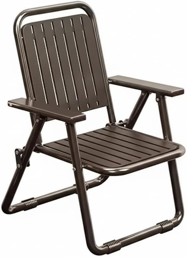 Foldable Outdoor Chair with Widening Armrests Portable Camping Beach Chair (Reinforced Coffee Color)