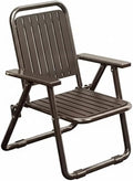 Foldable Outdoor Chair with Widening Armrests Portable Camping Beach Chair (Reinforced Coffee Color)