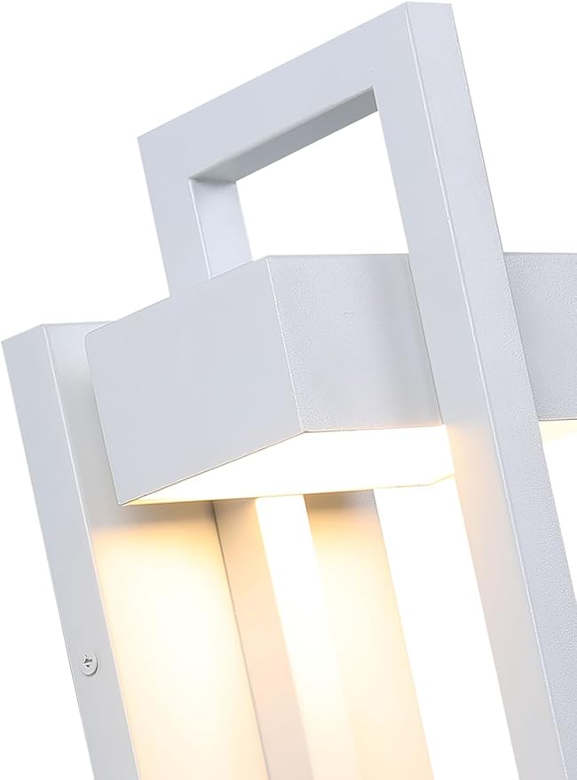 LamQee Outdoor Wall Lights Modern Exterior Lighting Fixtures 3000K Integrated LED Outdoor Wall Sconce Lighting Matte White Outside Wall Mount Lights for House Front Door Porch Garage Patio 1 Pack