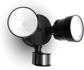 LUTEC Shrimp P6221B-PIR24 2000 Lumen 18 Watt 26 LED Motion Activated Integrated Dual-Head Floodlight Outdoor IP54 Waterproof Exterior Security Wall Light for Patio Garden Yard-Black
