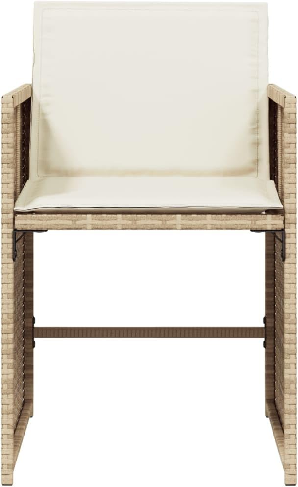 Patio Chairs with Cushions 4 pcs Beige Poly Rattan Outdoor Lounge Chairs with Comfortable Cushions and Foldable Backrest for Garden Patio Balcony and Yard