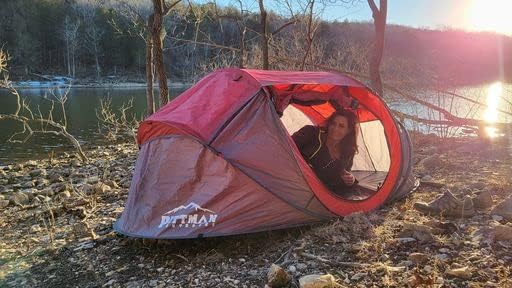 Pittman Outdoors PPI-POPUP4X Instant Set-up 4 Person Pop-up Tent with Large Mesh Window 9.02’ x 6.6’ x 3.2’ (Height) Red