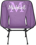 Custom Purple Portable Camping Chair Personalized Backpacking Chair with Name Lightweight Foldable Chairs for Hiking Beach