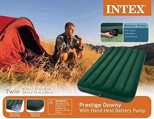 Intex Prestige Downy Airbed Kit with Hand Held Battery Pump Twin