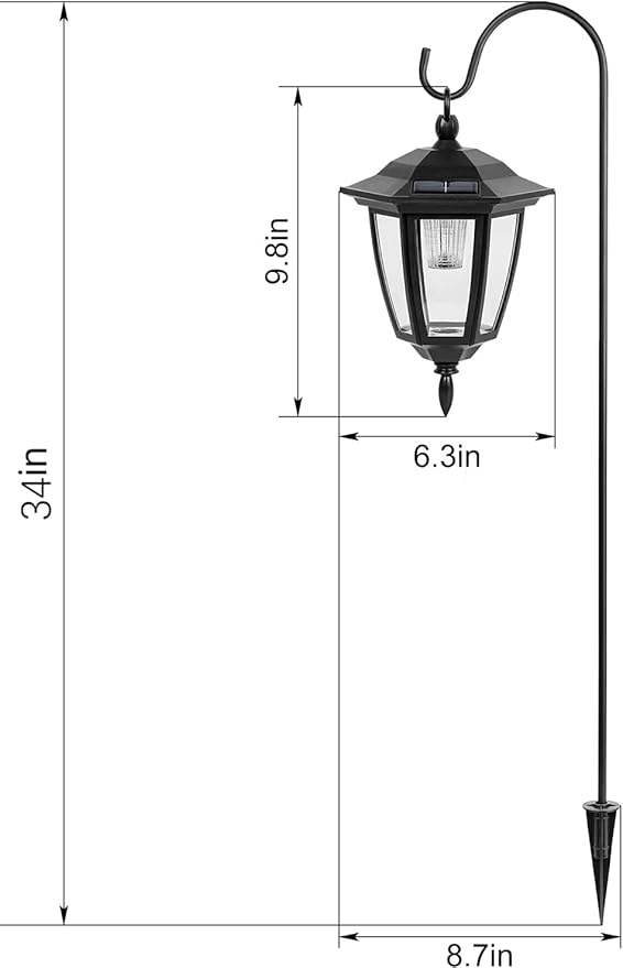 Viewsun 34 Inch Solar Hanging Lights Shepherd Hook Lights with 2 Shepherd Hooks Waterproof Outdoor Decorative Solar Lantern Lights for Garden Decor Patio Backyard Pathway 2 Pack