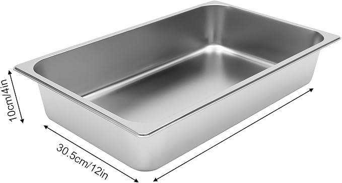 Steam Table Pans with Lids Set of 4 20x12x4 Inch Hotel Pans 2.38 Gallon 201 Stainless Steel Food Pans One-Piece Design Dishwasher Oven Safe for Restaurant Catering Buffet