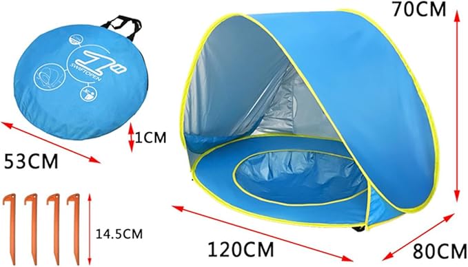 Tonlevo Pop-Up Baby Beach Tent with Pool UV Protection Sun Shelter 3-in-1 Canopy Design Portable with Carrying Bag