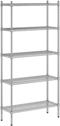 Commercial Wire Shelving Unit 5 Adjustable Shelves with 74 Posts Heavy-Duty Metal Storage Rack Multiple Sizes and Finishes Certified to NSF Standards (Stainless Steel 14 x 36)