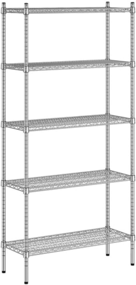 Commercial Wire Shelving Unit 5 Adjustable Shelves with 74 Posts Heavy-Duty Metal Storage Rack Multiple Sizes and Finishes Certified to NSF Standards (Stainless Steel 14 x 36)