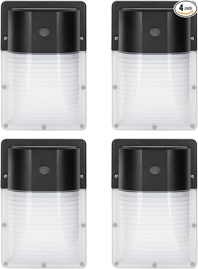 kadision LED Wall Pack Light with Dusk to Dawn Photocell 13W 1430lm 5000K 100-277V IP65 Waterproof Outdoor Security Lights ETL Listed 4-Pack